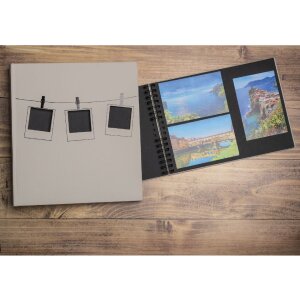 Exacompta 16823E Album fotografico con rilegatura a spirale 50 pagine nere serie Polaroid Beige