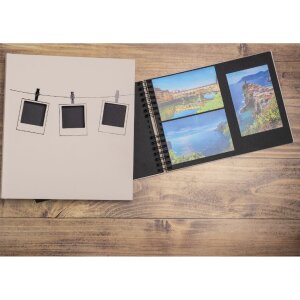 Exacompta 16825E Album fotografico con rilegatura a spirale 32x22 cm 50 pagine nere Rosa