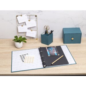 Exacompta 17603E Album fotografico meccanismo ad anelli 60 pagine nere 32x26x4cm blu-verde