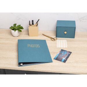 Exacompta 17603E Album fotografico meccanismo ad anelli 60 pagine nere 32x26x4cm blu-verde