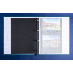 Exacompta 17603E Album fotografico meccanismo ad anelli 60 pagine nere 32x26x4cm blu-verde