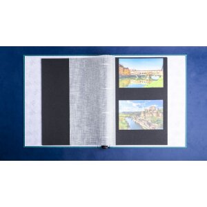 Exacompta 17603E Album fotografico meccanismo ad anelli 60 pagine nere 32x26x4cm blu-verde