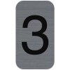 Exacompta 67183E Etichetta informativa numero 3 autoadesiva in alluminio 2,5x4,4 cm Grigio