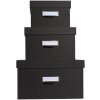 Exacompta 79601E Set di scatole Office by me 3 pezzi nere con portaetichette