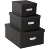 Exacompta 79601E Set di scatole Office by me 3 pezzi nere con portaetichette