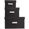 Exacompta 79601E Set di scatole Office by me 3 pezzi nere con portaetichette