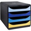 Cassettiera Exacompta Big Box Plus 4 cassetti aperti Bee Blue assortiti