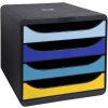 Cassettiera Exacompta Big Box Plus 4 cassetti aperti Bee Blue assortiti