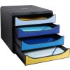 Cassettiera Exacompta Big Box Plus 4 cassetti aperti Bee Blue assortiti