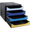 Cassettiera Exacompta Big Box Plus 4 cassetti aperti Bee Blue assortiti
