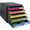 Cassettiera Exacompta BIG BOX MAXI 6 cassetti aperti Iderama arcobaleno