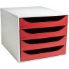 Exacompta 2286107D Cassettiera ECOBOX con 4 cassetti rosso