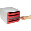 Exacompta 2286107D Cassettiera ECOBOX con 4 cassetti rosso
