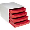 Exacompta 2286107D Cassettiera ECOBOX con 4 cassetti rosso