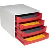 Exacompta 2286107D Cassettiera ECOBOX con 4 cassetti rosso