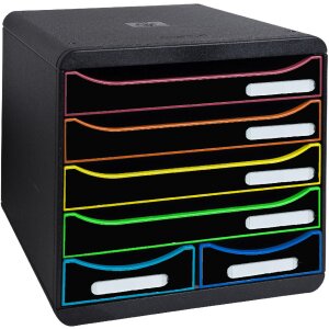 Cassettiera Exacompta BIG BOX MAXI 6 cassetti aperti Nero...