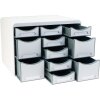 Exacompta STORE BOX MULTI cassettiera 11 cassetti aperti grigio chiaro