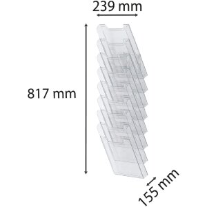 Exacompta 64858D Portadepliant a parete 8 scomparti A4 verticale cristallo trasparente