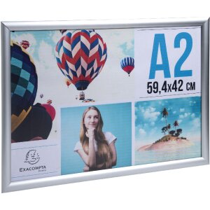 Exacompta 8294358D Cornice per poster da parete in alluminio A2 Exacryl argento