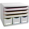 Exacompta 306913D Cassettiera 6 cassetti aperti Nero Ufficio Bianco Arlecchino