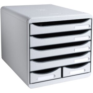 Cassettiera Exacompta Big Box Maxi 6 scomparti grigio chiaro per lorganizzazione dellufficio
