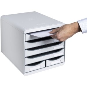 Cassettiera Exacompta Big Box Maxi 6 scomparti grigio chiaro per lorganizzazione dellufficio