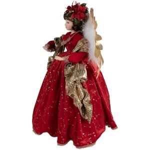 Clayre & Eef 50777 Decorazione Angelo 50x30x65 cm Rosso Oro