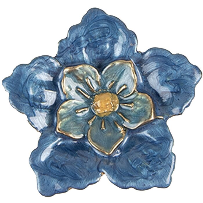Clayre & Eef Pomello per porta Fiore Blu Ferro 4x3x4 cm