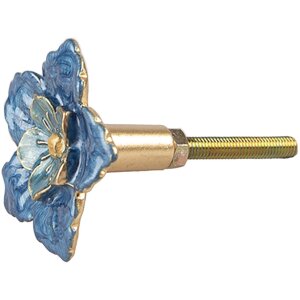 Clayre & Eef Pomello per porta Fiore Blu Ferro 4x3x4 cm