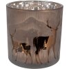 Clayre Eef portacandele motivo cervo in vetro marrone Ø 15x15 cm stile country