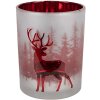 Clayre & Eef 6GL4665 Set di 3 portacandele bianco rosso Ø7x8 Ø9x10 Ø10x12 cm