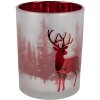 Clayre & Eef 6GL4665 Set di 3 portacandele bianco rosso Ø7x8 Ø9x10 Ø10x12 cm