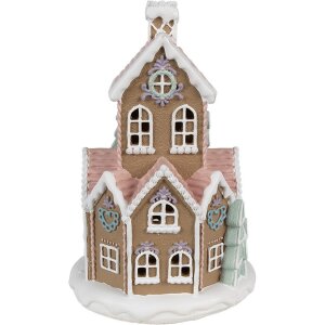 Clayre & Eef 6PR4308 Casetta decorativa con LED Ø 14x22 cm / 3xAAA