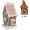 Casa di pan di zenzero Clayre Eef con LED 13x10x21 cm Casa di Natale in poliresina marrone
