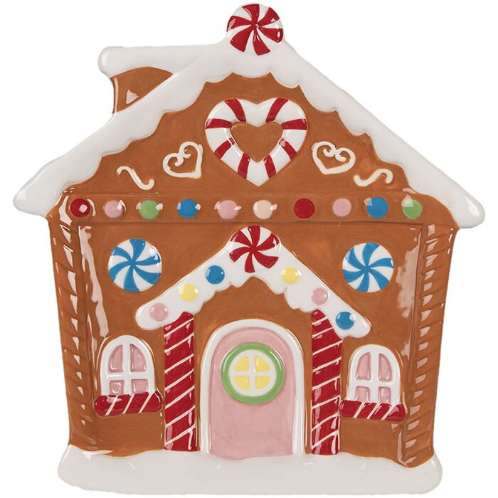 Clayre & Eef 6CE1784 Piatto piccolo design casa di pan di zenzero 20x21x2 cm
