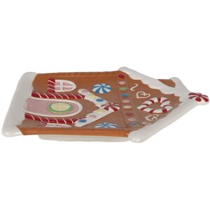 Clayre & Eef 6CE1784 Piatto piccolo design casa di pan di zenzero 20x21x2 cm