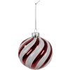 Clayre Eef Guaina di Natale in vetro rosso bianco Ø10 cm Classica decorazione per lalbero di Natale