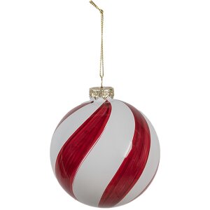 Clayre Eef Guaina di Natale Ø12cm in vetro rosso bianco Decorazione per albero di Natale classico elegante