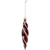 Guaina di Natale Clayre & Eef 4x17 cm in vetro rosso bianco a forma di torciglione