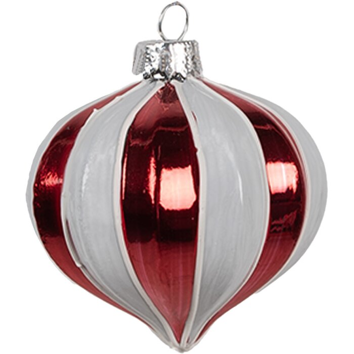 Guaina natalizia Clayre Eef Ø 8x8 cm Vetro rosso bianco Design classico