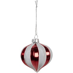 Guaina natalizia Clayre Eef Ø 8x8 cm Vetro rosso bianco Design classico