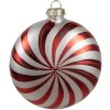 Clayre Eef Guaina di Natale in vetro rosso bianco 8x3x8 cm Decorazione natalizia classica