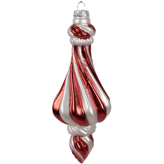 Clayre Eef 6GL4634 Guaina natalizia 7x18 cm in vetro rosso bianco per albero di Natale
