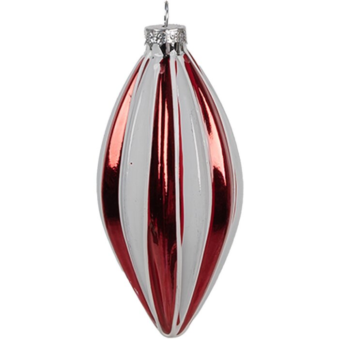 Clayre Eef 6GL4638 Guaina natalizia Ø 6x13 cm in vetro rosso bianco Decorazione per albero di Natale