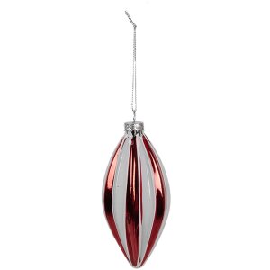 Clayre Eef 6GL4638 Guaina natalizia Ø 6x13 cm in vetro rosso bianco Decorazione per albero di Natale