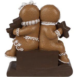 Decorazione natalizia Clayre Eef figura uomo di pan di zenzero 11x4x13 cm marrone