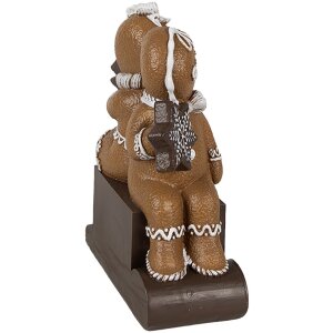 Decorazione natalizia Clayre Eef figura uomo di pan di zenzero 11x4x13 cm marrone