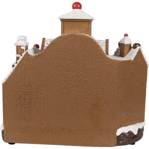 Clayre Eef Decorazione natalizia Casa di pan di zenzero LED Musica 33x17x30 cm Marrone