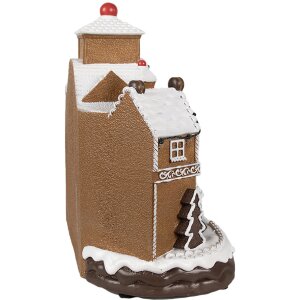 Clayre Eef Decorazione natalizia Casa di pan di zenzero LED Musica 33x17x30 cm Marrone