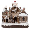 Clayre Eef Decorazione natalizia Casa di pan di zenzero LED Musica 33x17x30 cm Marrone